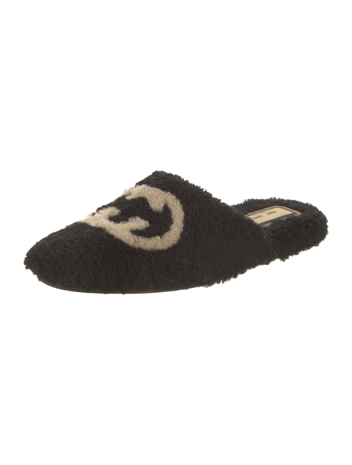 Gucci Interlocking G Logo Shearling Mules