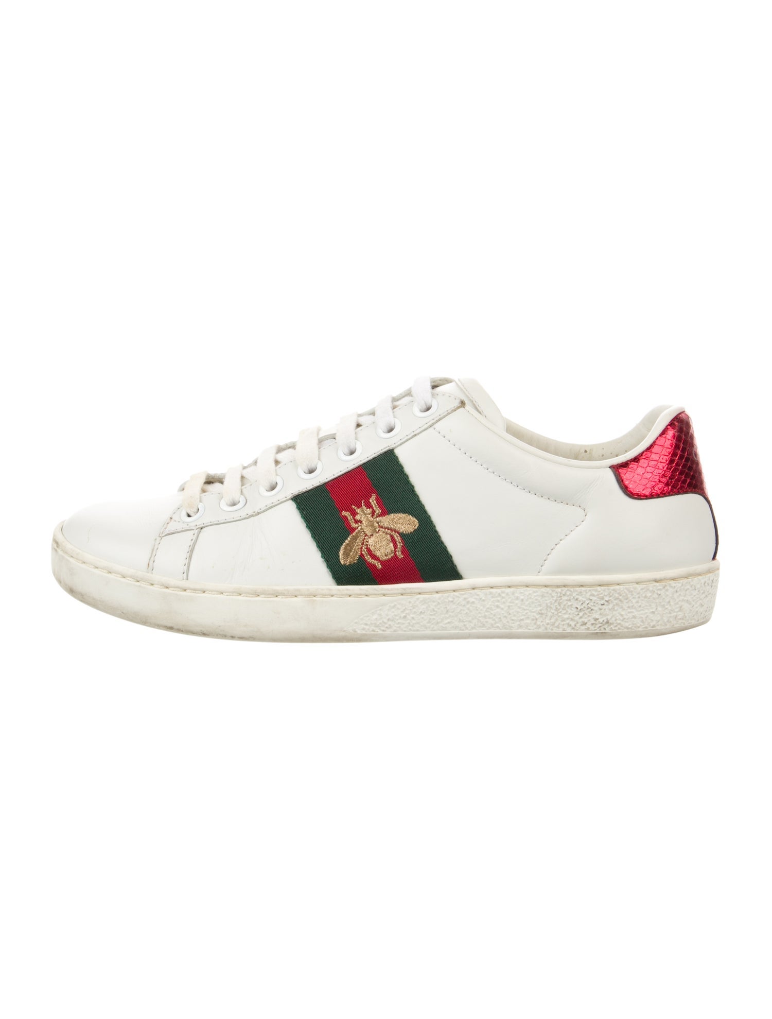 Gucci Web Accent Leather Sneakers