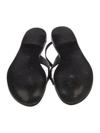 Gucci Web Accent Leather Trim Embellishment Slingback Sandals