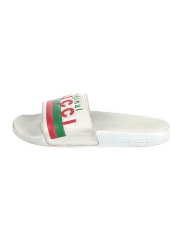 Gucci Sandals Web Accent Leather Slides IT 39 | 9.5