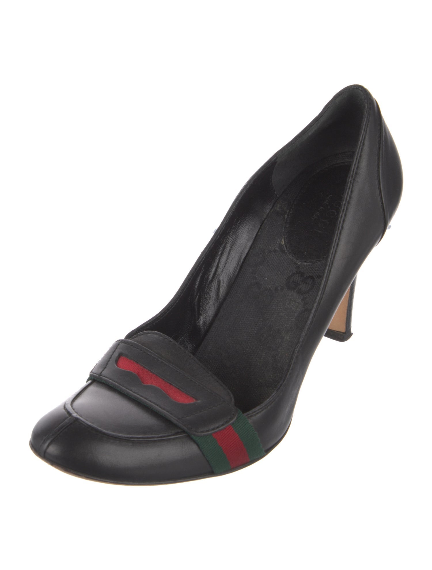 Gucci GG Canvas Leather Pumps