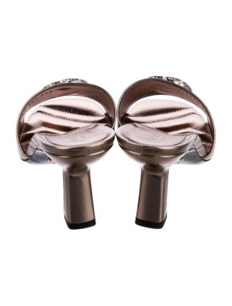 Gucci Double G Logo Leather Slides