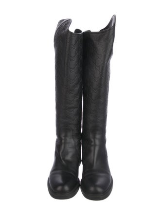 Gucci GG Signature Leather Riding Boots