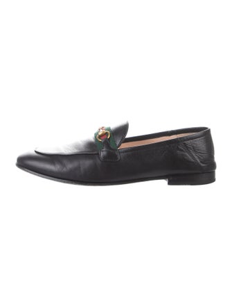 Gucci Web Accent Leather Loafers