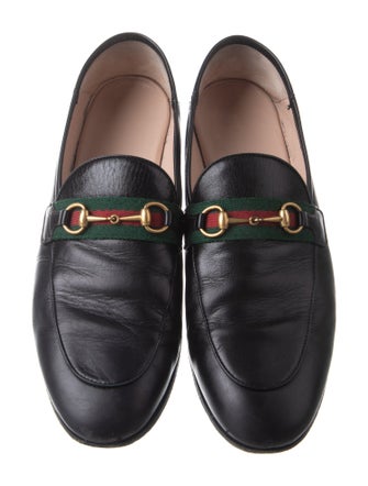 Gucci Web Accent Leather Loafers