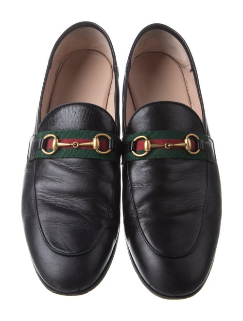 Gucci Web Accent Leather Loafers