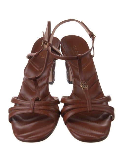 Gucci Double G Logo Leather T-Strap Sandals