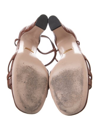 Gucci Double G Logo Leather T-Strap Sandals