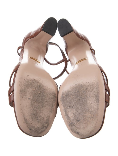 Gucci Double G Logo Leather T-Strap Sandals