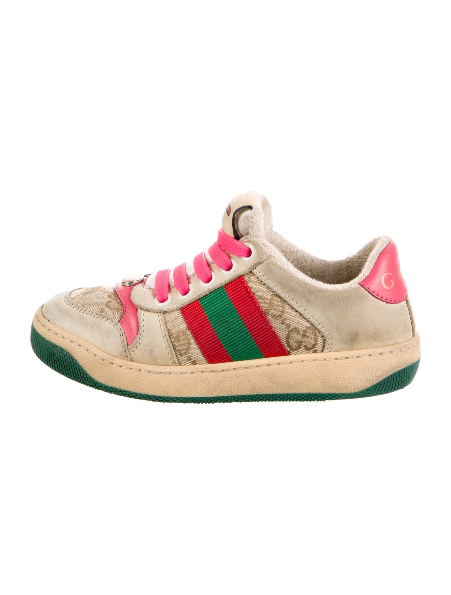 Gucci Leather and Canvas Low Top Sneakers