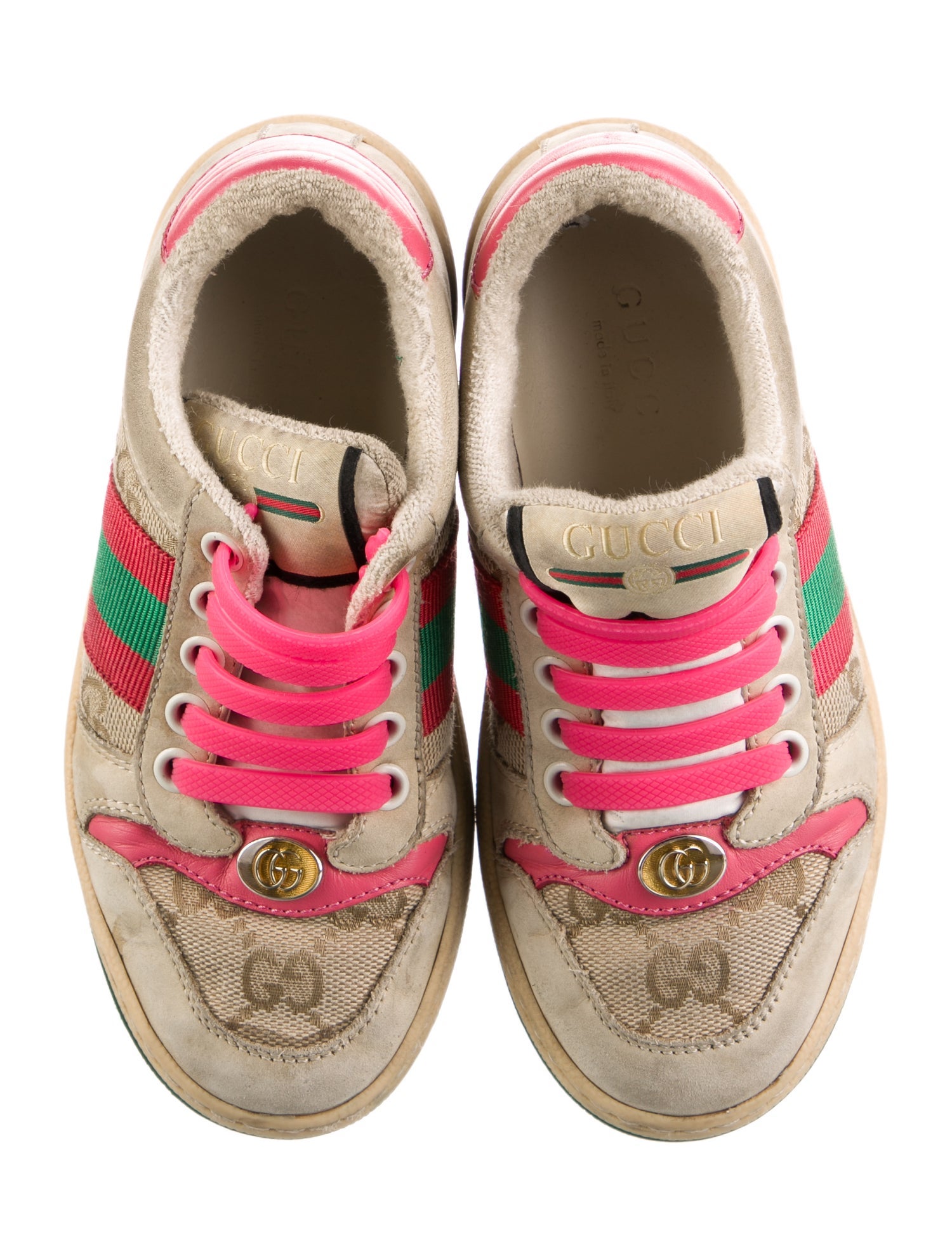 Gucci Leather and Canvas Low Top Sneakers