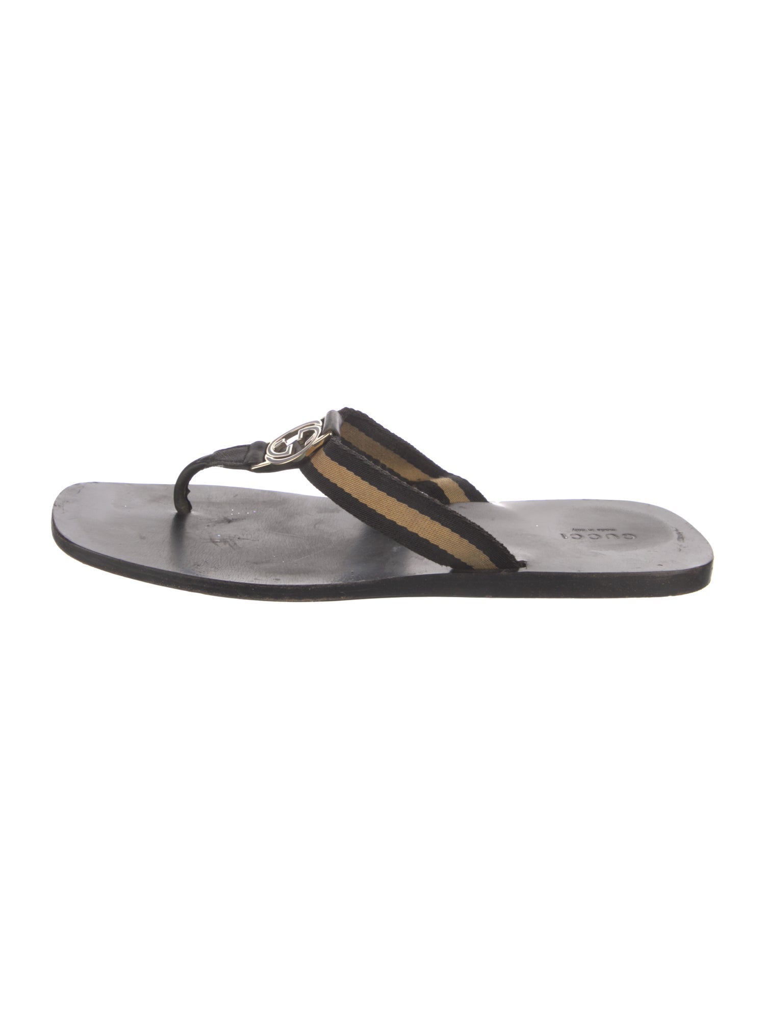 Gucci Interlocking G Logo Canvas Flip Flops