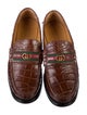 Gucci Web Accent Crocodile Loafers