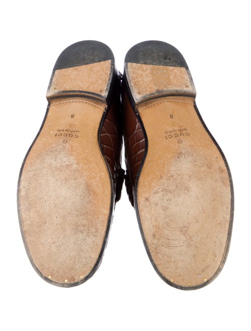 Gucci Web Accent Crocodile Loafers