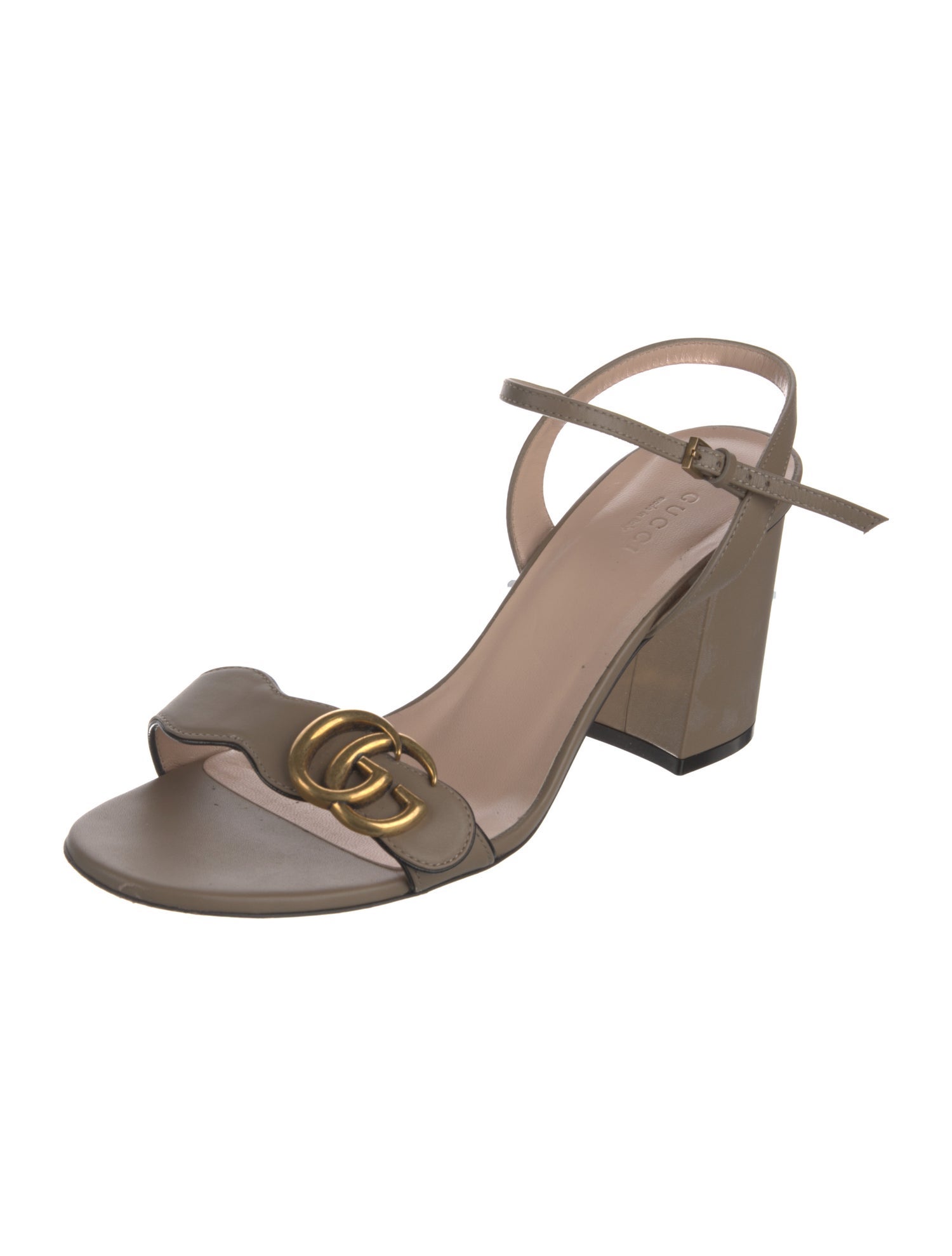 Gucci Double G Logo Leather Sandals