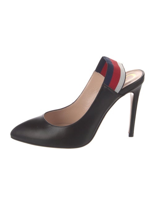 Gucci Sylvie Web Accent Leather Slingback Pumps