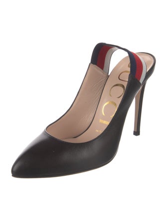 Gucci Sylvie Web Accent Leather Slingback Pumps