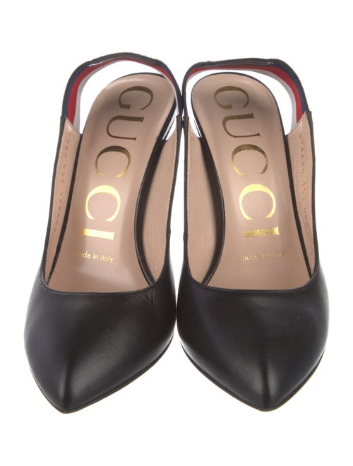 Gucci Sylvie Web Accent Leather Slingback Pumps