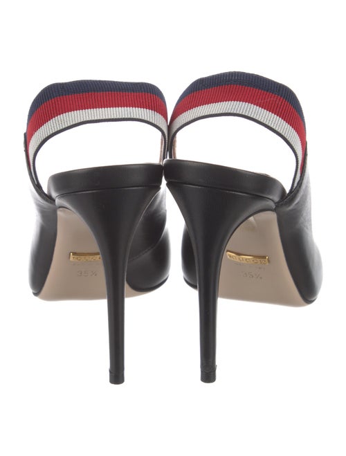 Gucci Sylvie Web Accent Leather Slingback Pumps