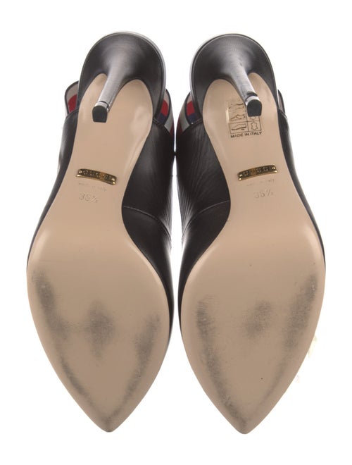 Gucci Sylvie Web Accent Leather Slingback Pumps