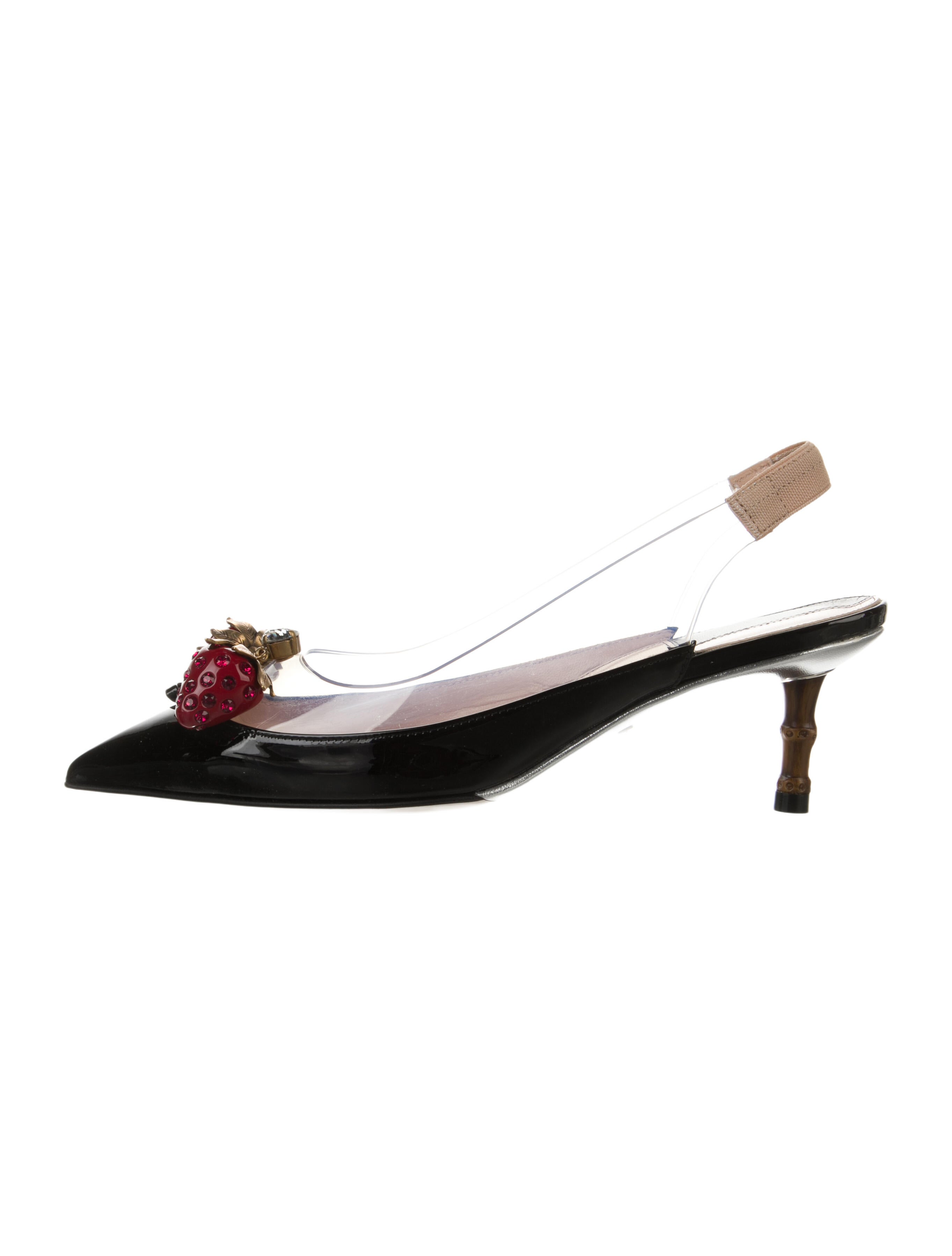 Gucci Bamboo Accent Patent Leather Slingback Pumps
