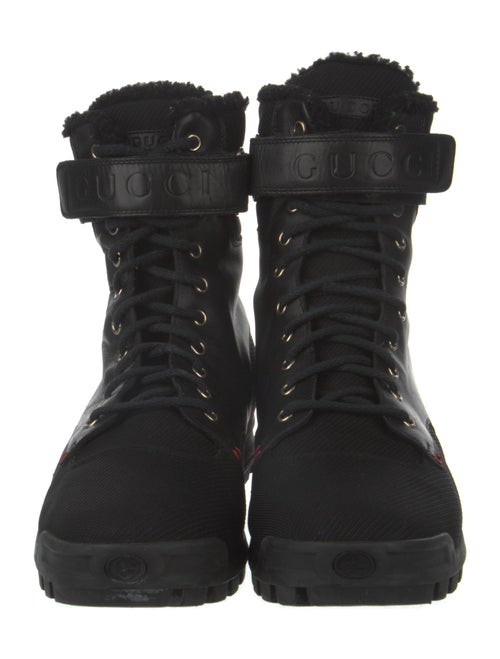 Gucci Web Accent Leather Combat Boots