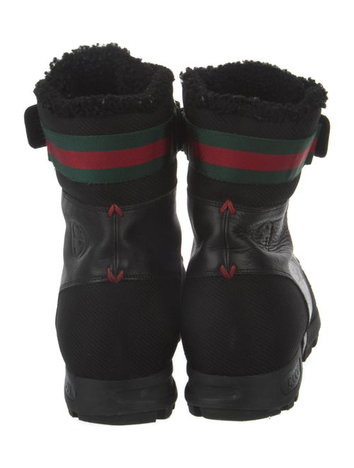 Gucci Web Accent Leather Combat Boots