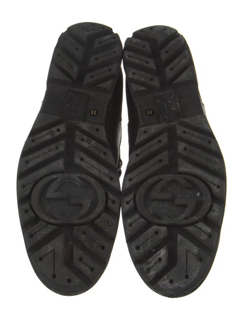 Gucci Web Accent Leather Combat Boots