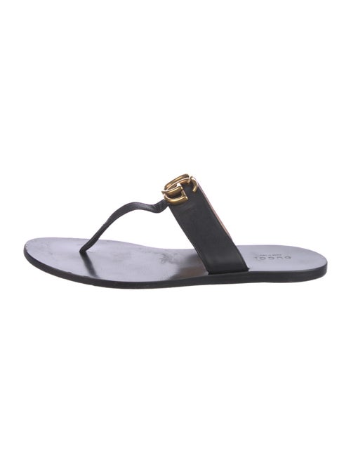 Gucci Double G Logo Leather Flip Flops
