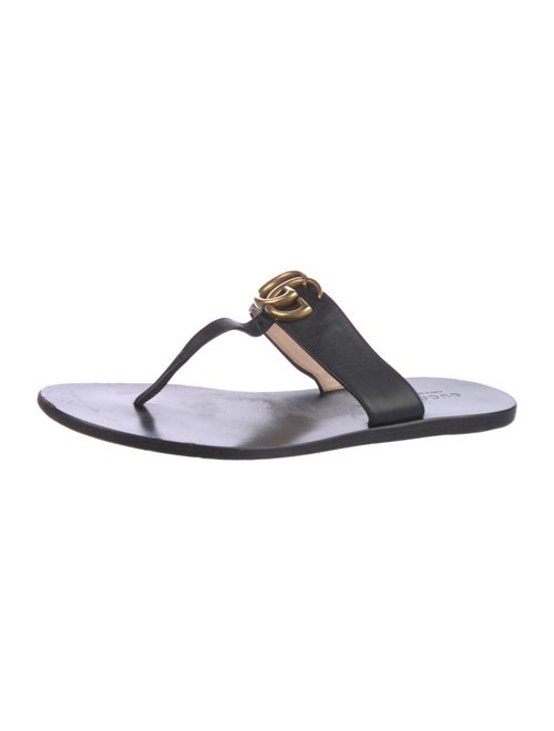 Gucci Double G Logo Leather Flip Flops