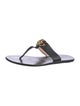 Gucci Double G Logo Leather Flip Flops