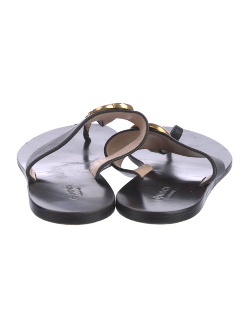 Gucci Double G Logo Leather Flip Flops