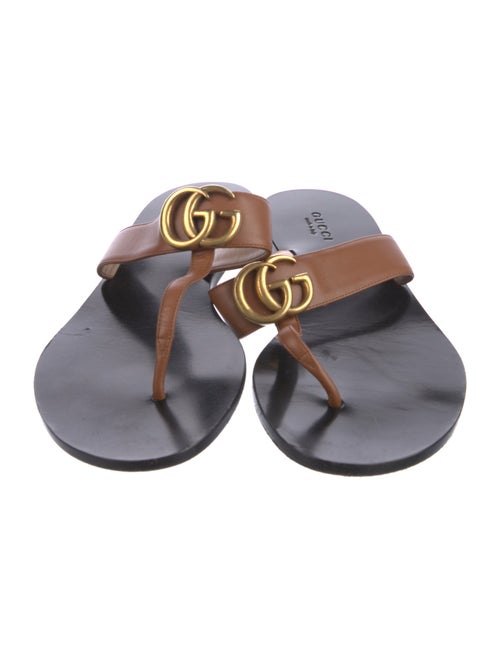 Gucci Double G Logo Leather Slides