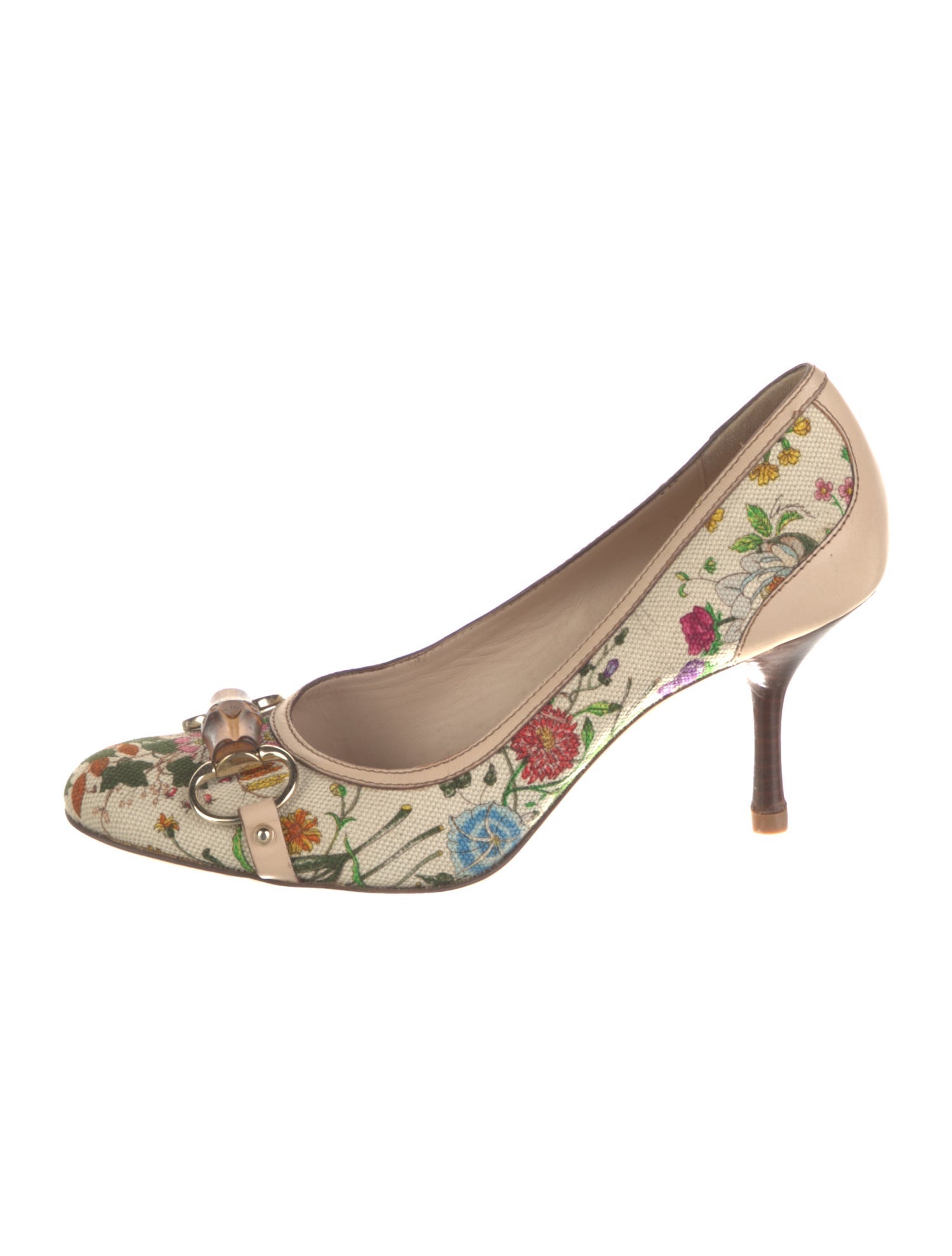 Gucci Flora Print Canvas Pumps