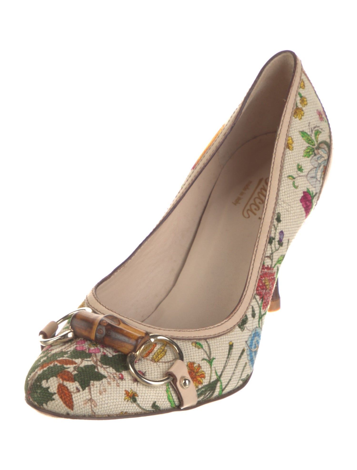 Gucci Flora Print Canvas Pumps