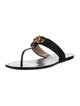 Gucci Double G Logo Leather Flip Flops