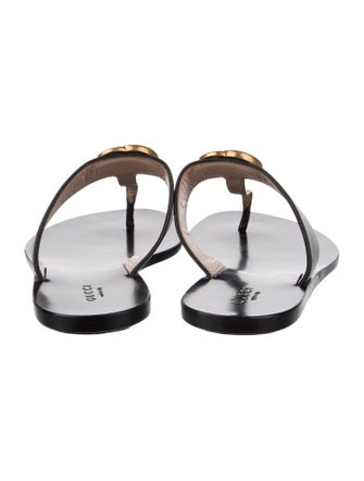 Gucci Double G Logo Leather Flip Flops