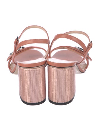 Gucci Double G Logo Sequins Sandals