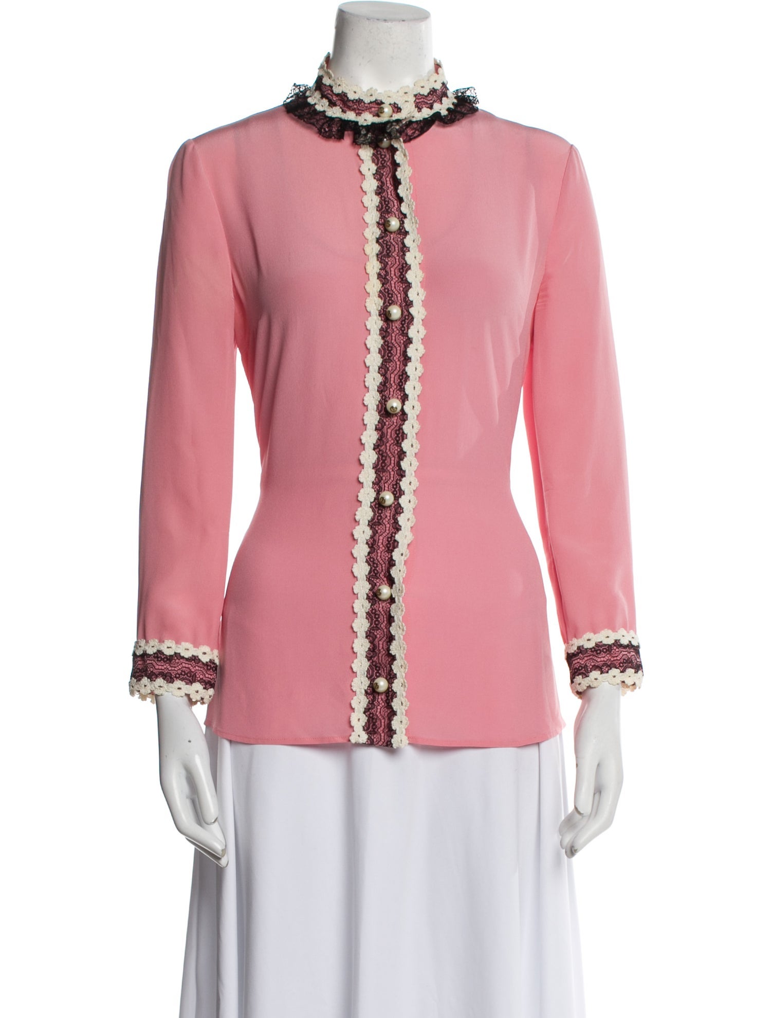 Gucci Silk Mock Neck Blouse