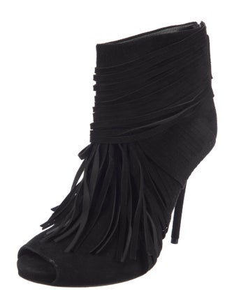 Gucci Suede Fringe Trim Accent Boots