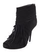 Gucci Suede Fringe Trim Accent Boots