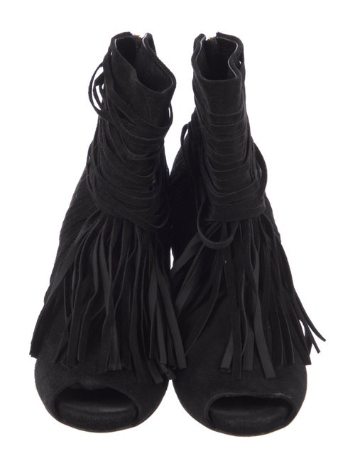 Gucci Suede Fringe Trim Accent Boots