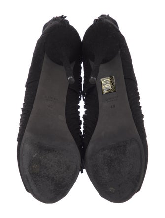 Gucci Suede Fringe Trim Accent Boots