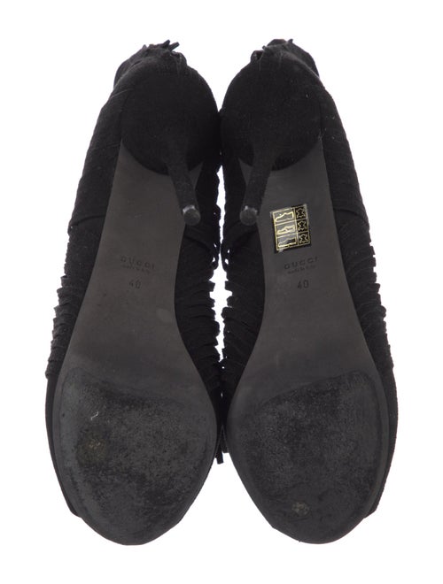 Gucci Suede Fringe Trim Accent Boots