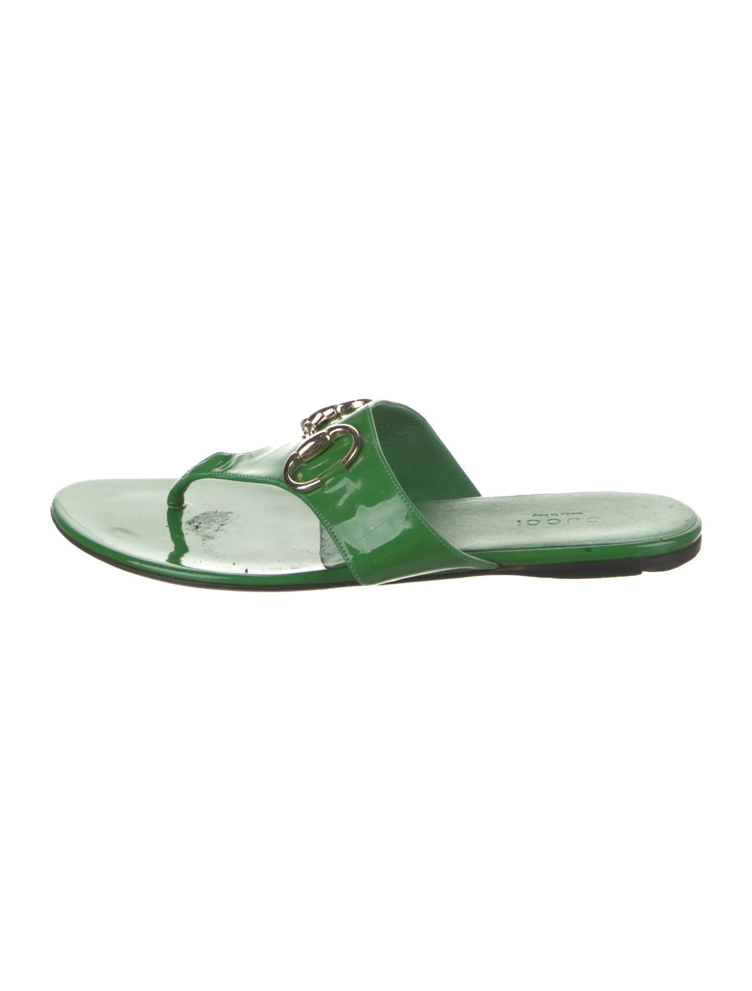 Gucci Horsebit Accent Patent Leather Slides