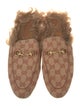 Gucci Canvas Fur Trim Mules