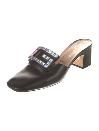 Gucci Leather Crystal Embellishments Mules