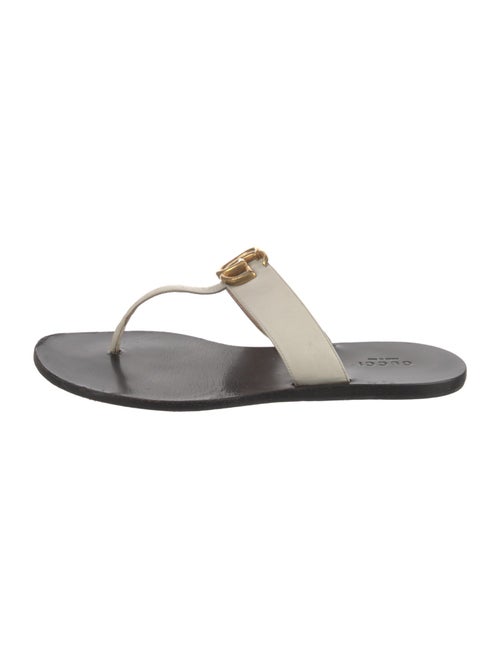 Gucci Double G Logo Leather Flip Flops