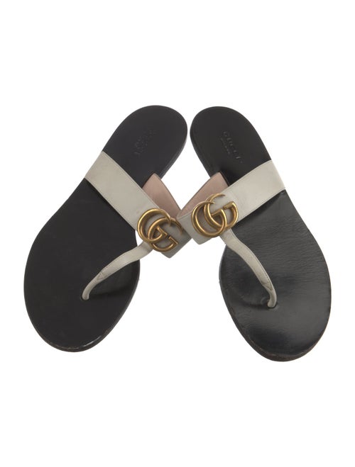 Gucci Double G Logo Leather Flip Flops