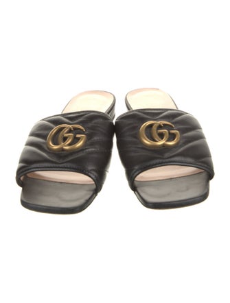 Gucci Double G Logo Leather Slides